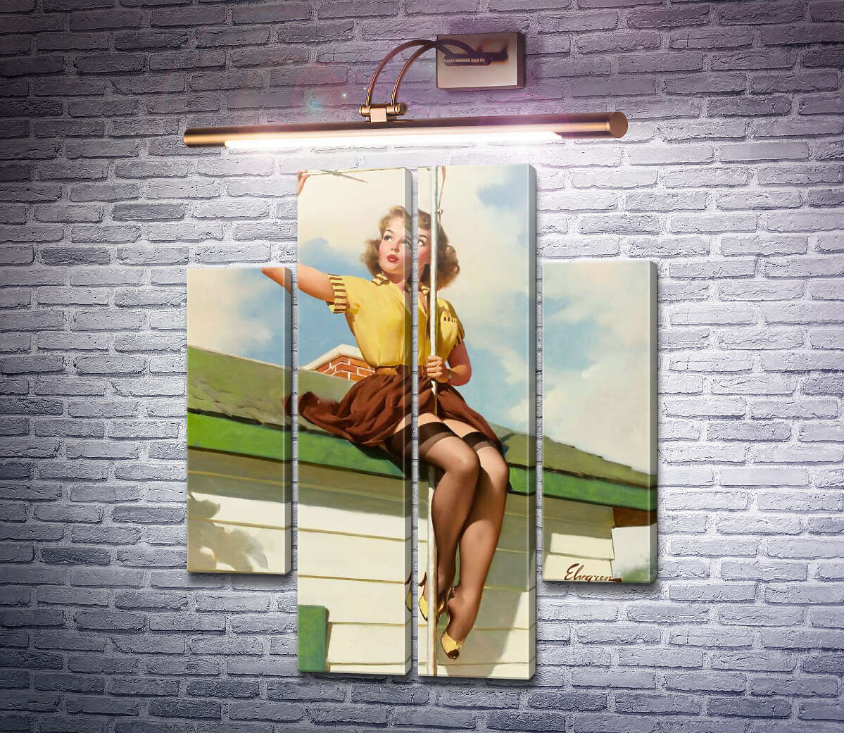 Модульная картина На крыше дома (Модуль №20) Джил Элвгрен (Gil Elvgren) Модульная картина На крыше дома (Модуль №20) Джил Элвгрен (Gil Elvgren)