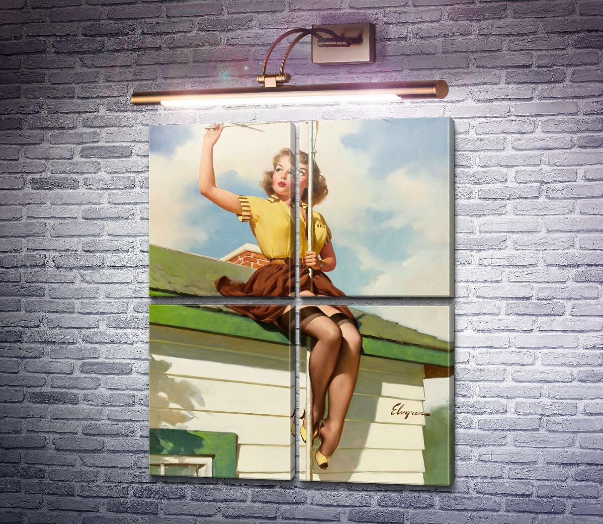 Модульна картина На даху будинку (Модуль №25) Джил Елвгрен (Gil Elvgren)