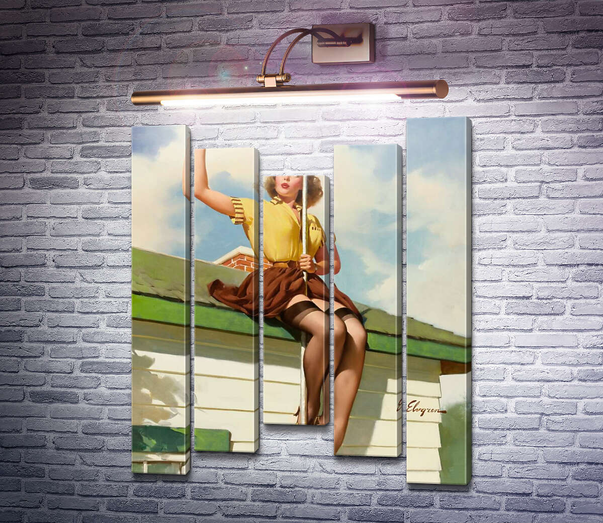 Модульная картина На крыше дома (Модуль №27) Джил Элвгрен (Gil Elvgren)