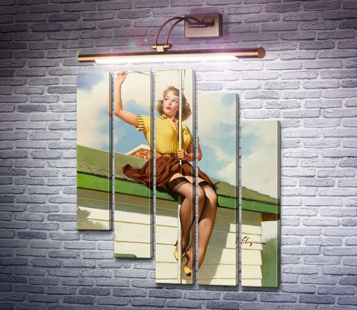Модульна картина На даху будинку (Модуль №28) Джил Елвгрен (Gil Elvgren) Модульна картина На даху будинку (Модуль №28) Джил Елвгрен (Gil Elvgren)