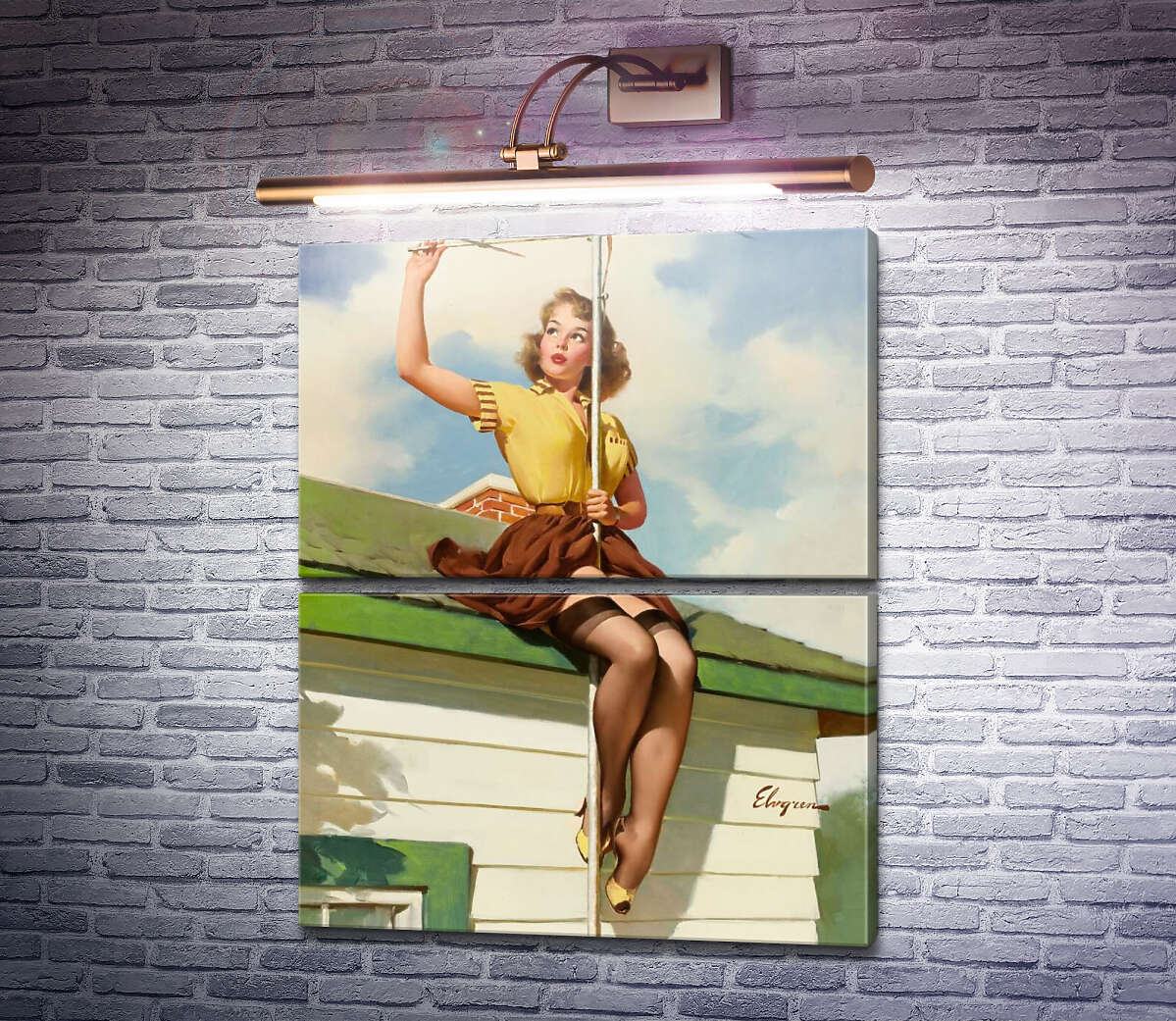 Модульная картина На крыше дома (Модуль №7) Джил Элвгрен (Gil Elvgren) Модульная картина На крыше дома (Модуль №7) Джил Элвгрен (Gil Elvgren)