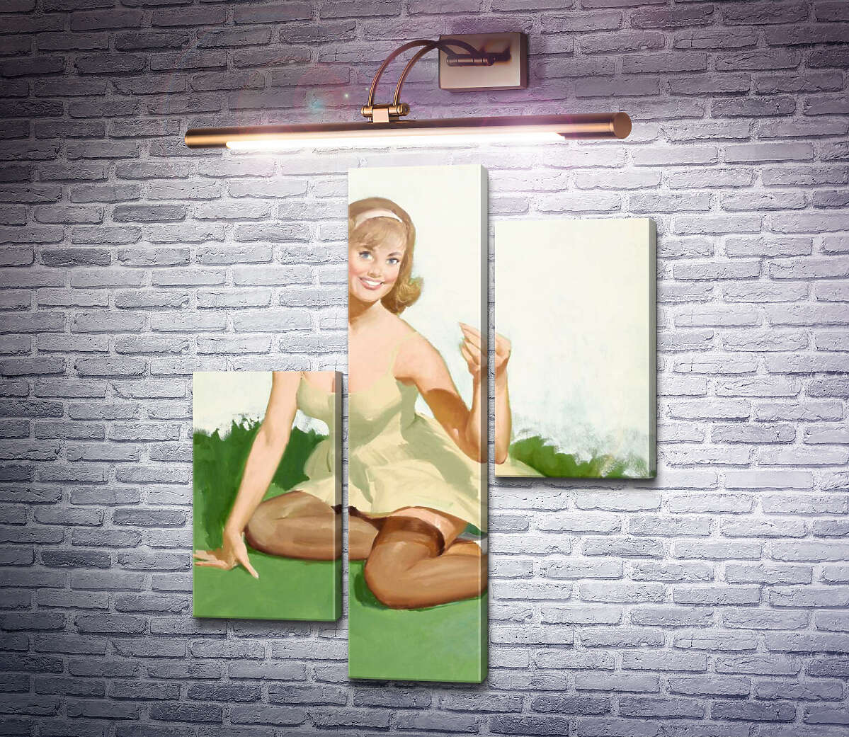 Модульная картина Портрет девушки (Модуль №12) Джил Элвгрен (Gil Elvgren)