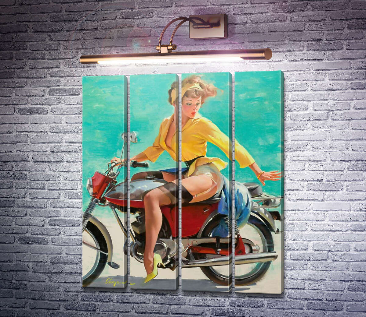 Модульная картина Сорвавшаяся юбка (Модуль №24) Джил Элвгрен (Gil Elvgren)