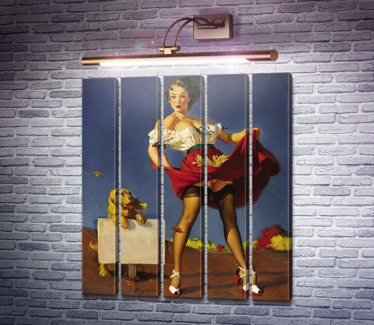 Модульная картина Свежий ветер (Модуль №26) Джил Элвгрен (Gil Elvgren)
