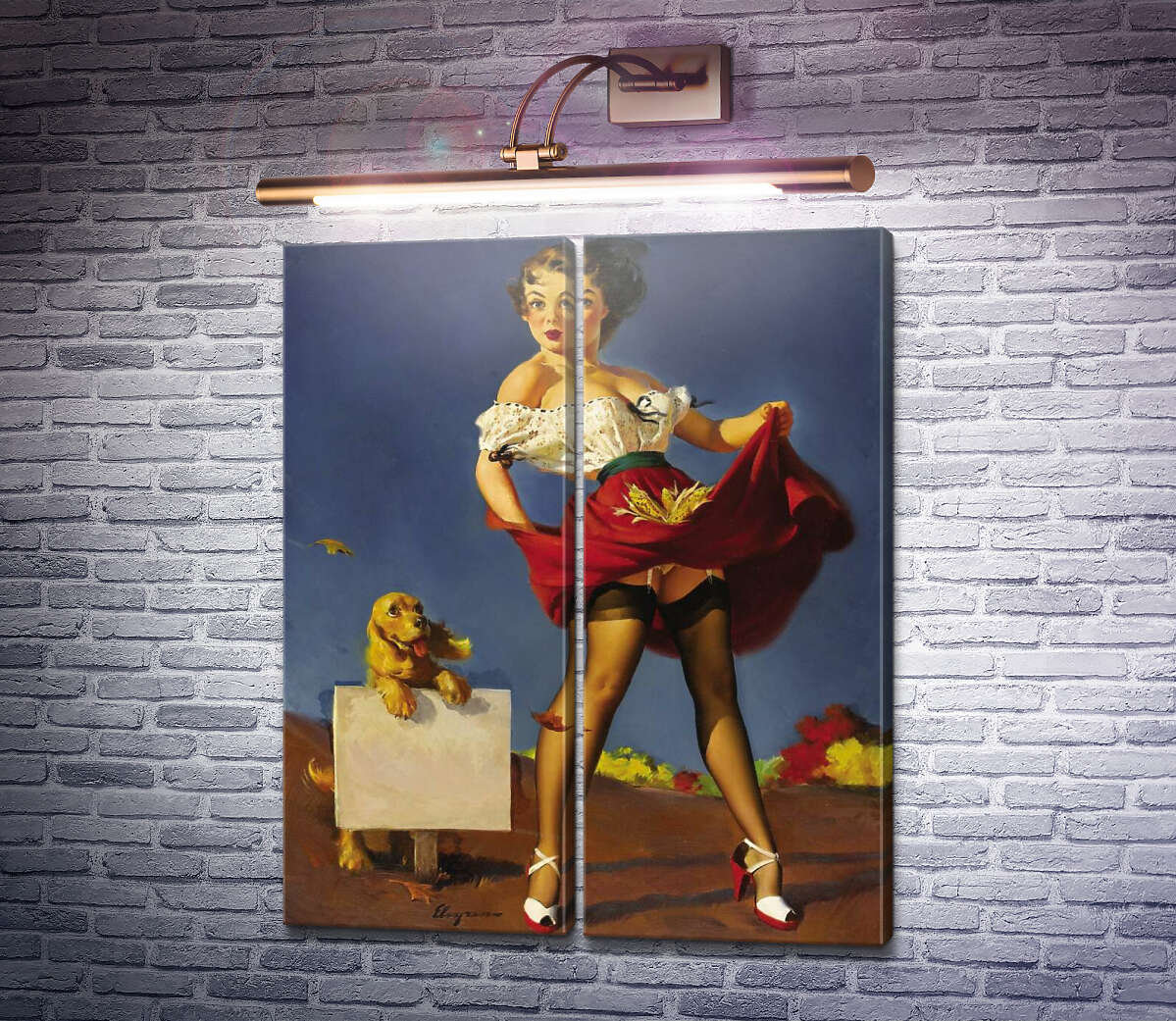 Модульная картина Свежий ветер (Модуль №6) Джил Элвгрен (Gil Elvgren)