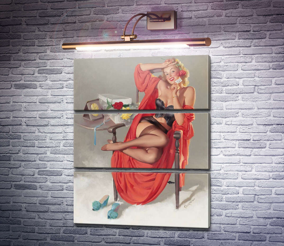 Модульна картина У червоному халаті (Модуль №15) Джил Елвгрен (Gil Elvgren) Модульна картина У червоному халаті (Модуль №15) Джил Елвгрен (Gil Elvgren)