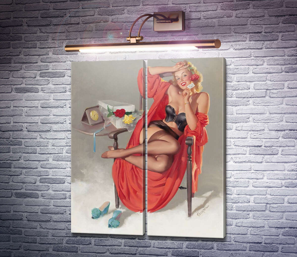 Модульна картина У червоному халаті (Модуль №6) Джил Елвгрен (Gil Elvgren) Модульна картина У червоному халаті (Модуль №6) Джил Елвгрен (Gil Elvgren)