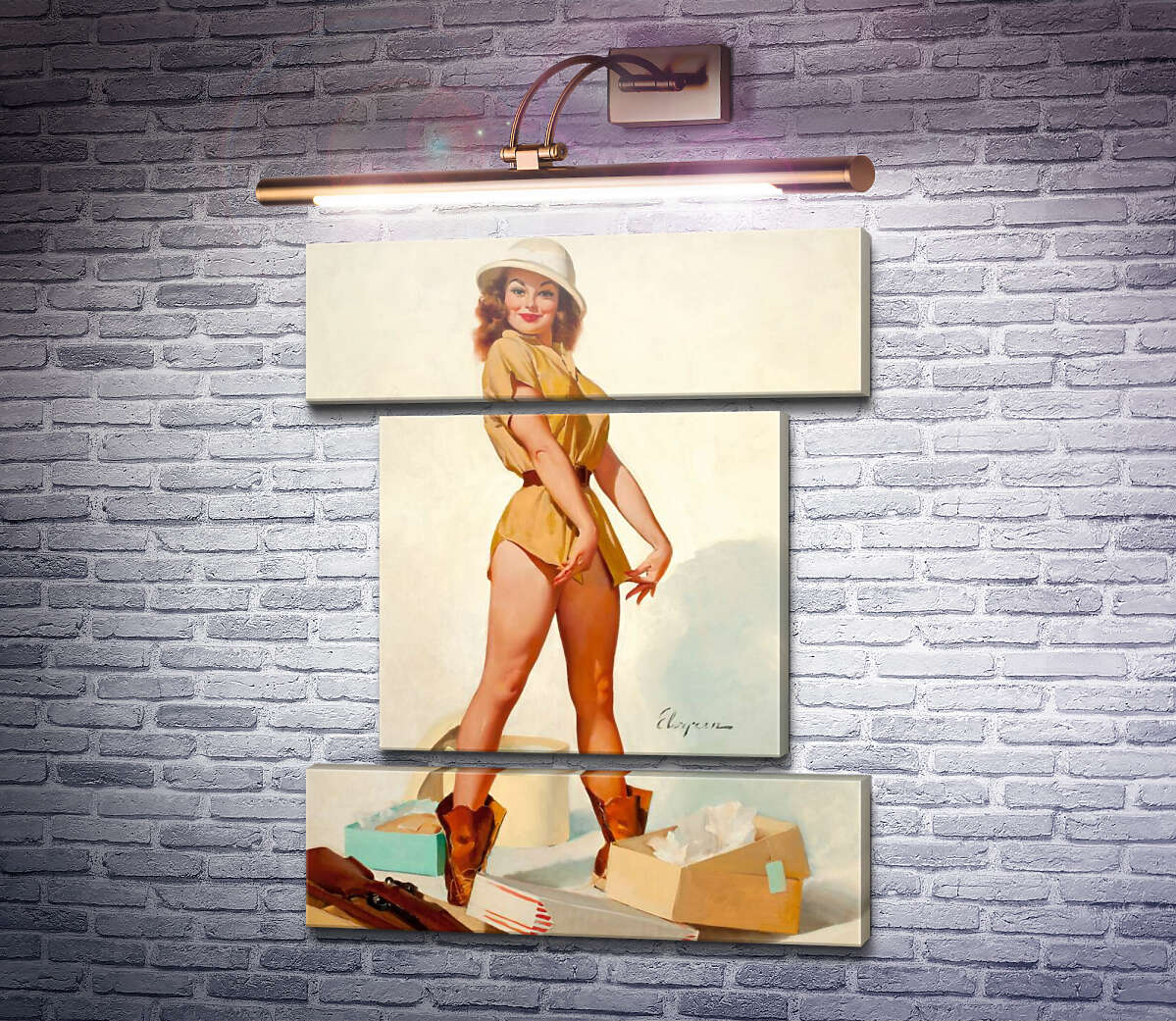 Модульная картина Готова для охоты (Модуль №18) Джил Элвгрен (Gil Elvgren) Модульная картина Готова для охоты (Модуль №18) Джил Элвгрен (Gil Elvgren)