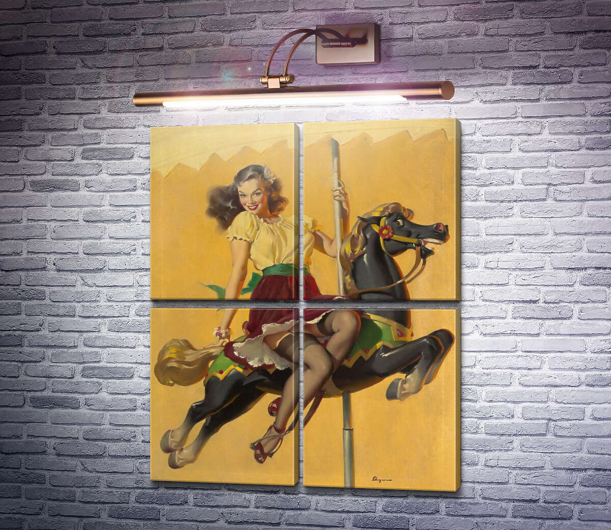 Модульна картина Давай кататися разом (Модуль №25) Джил Елвгрен (Gil Elvgren)