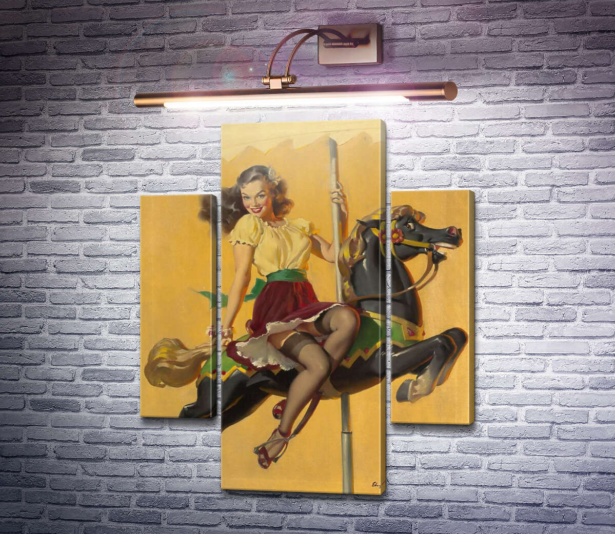 Модульна картина Давай кататися разом (Модуль №5) Джил Елвгрен (Gil Elvgren)
