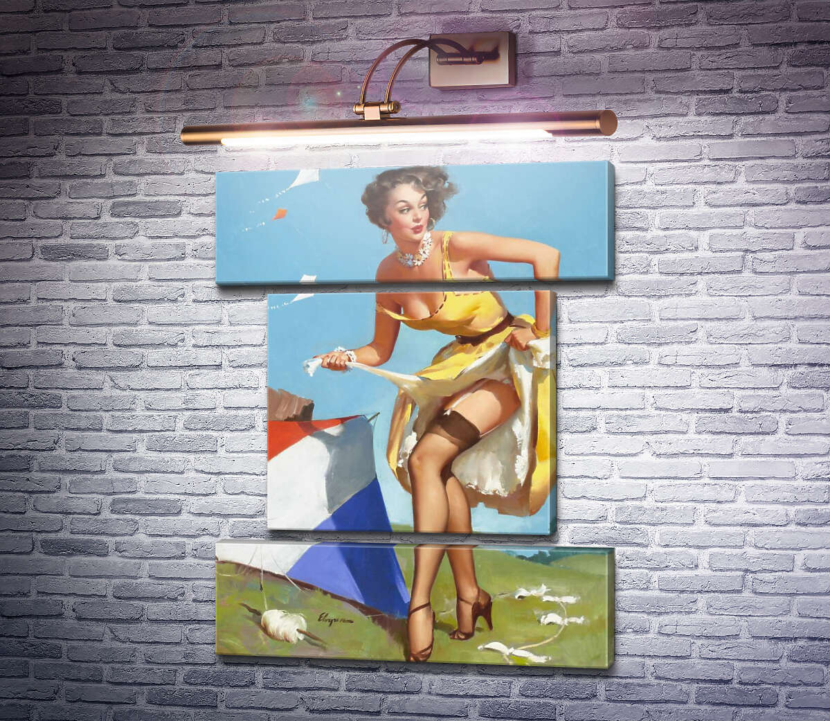 Модульная картина Финальный штрих (Модуль №18) Джил Элвгрен (Gil Elvgren)