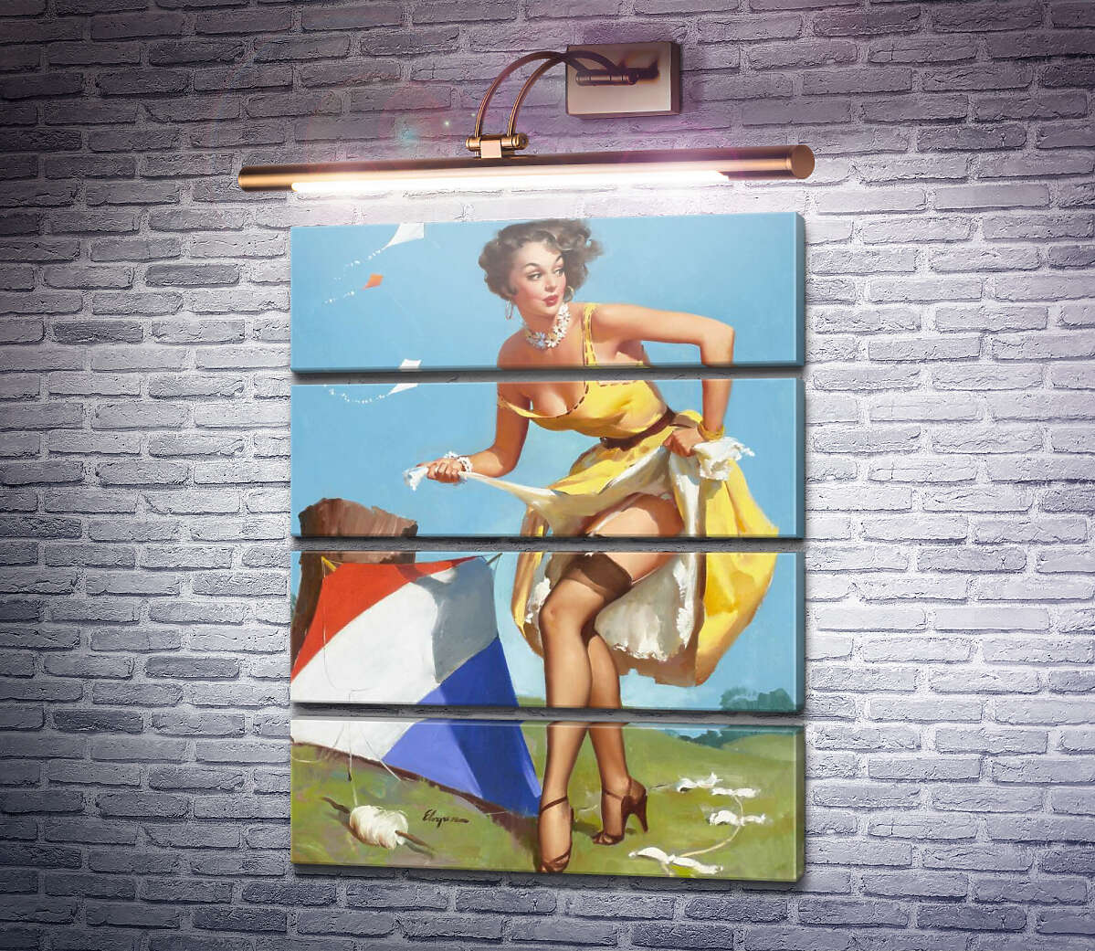 Модульная картина Финальный штрих (Модуль №22) Джил Элвгрен (Gil Elvgren)