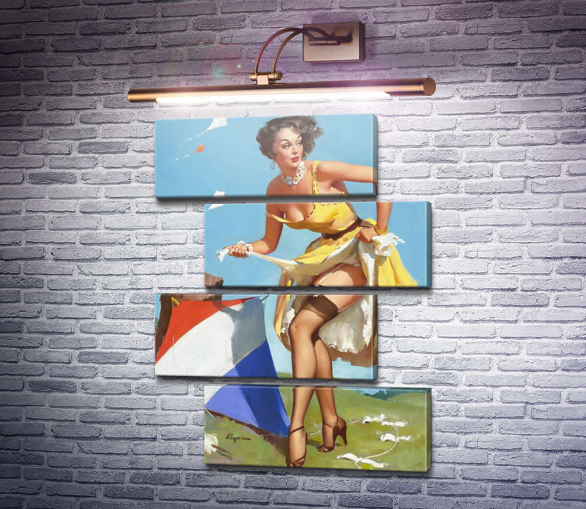 Модульная картина Финальный штрих (Модуль №23) Джил Элвгрен (Gil Elvgren)