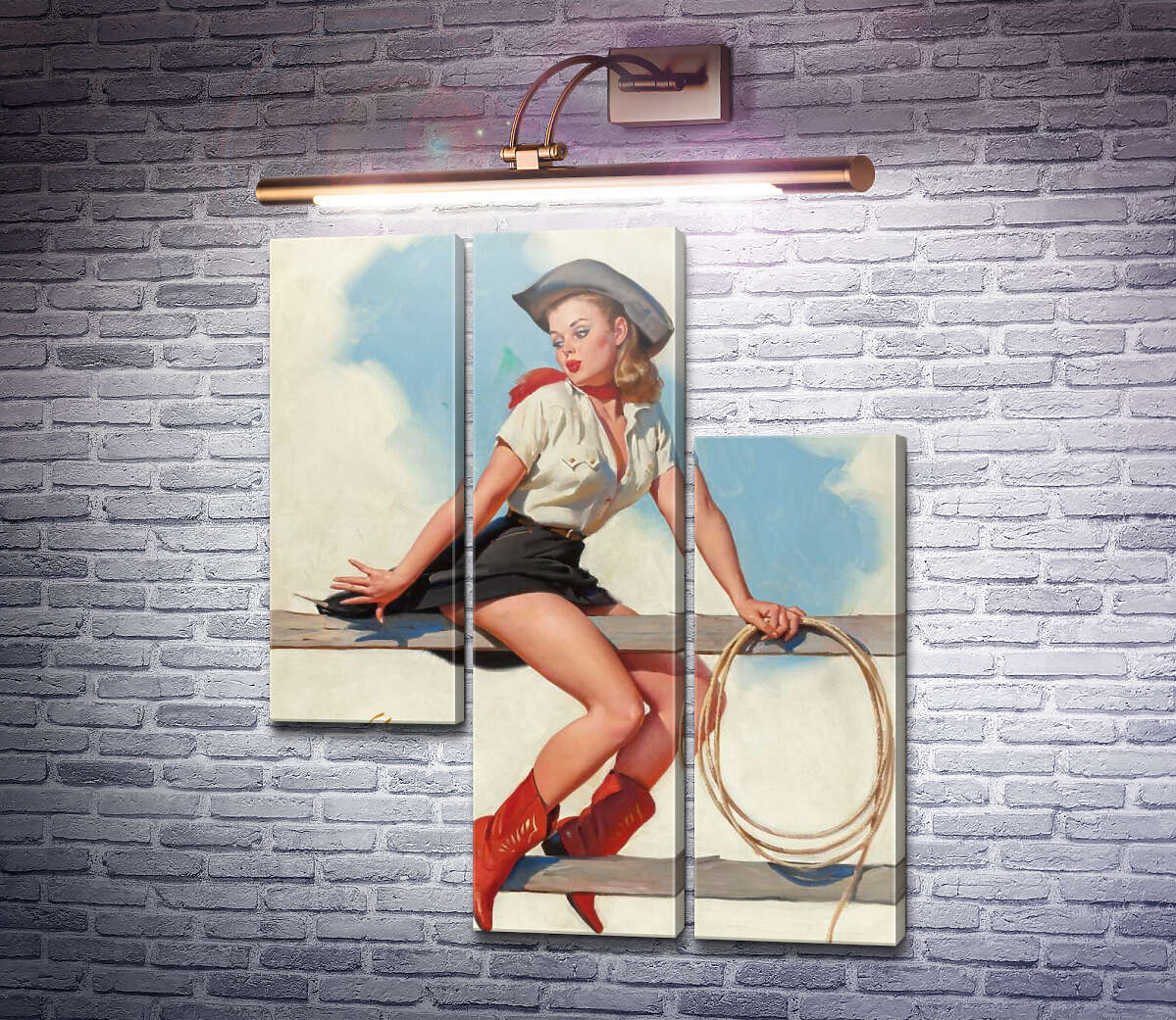 Модульная картина Гони, лошадка! (Модуль №13) Джил Элвгрен (Gil Elvgren)