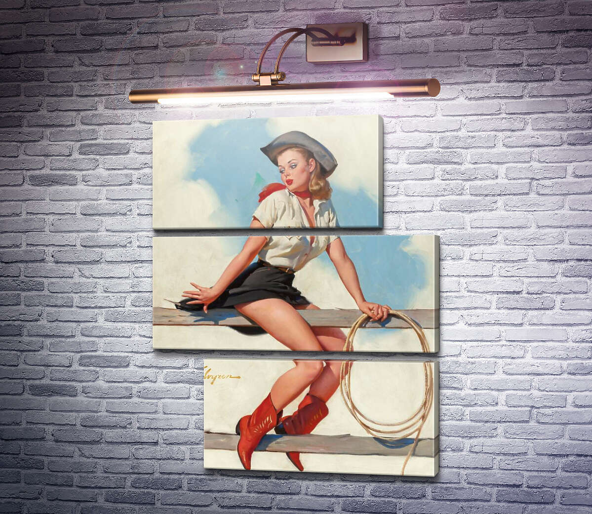 Модульна картина Жени, конячка! (Модуль №16) Джил Елвгрен (Gil Elvgren)
