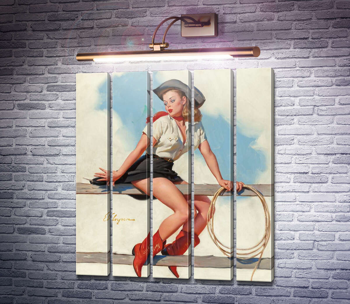 Модульная картина Гони, лошадка! (Модуль №26) Джил Элвгрен (Gil Elvgren)