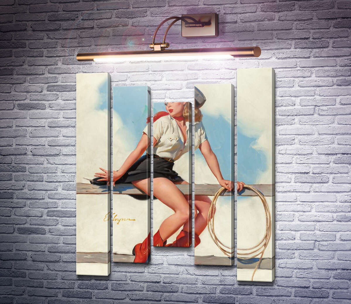 Модульная картина Гони, лошадка! (Модуль №27) Джил Элвгрен (Gil Elvgren)
