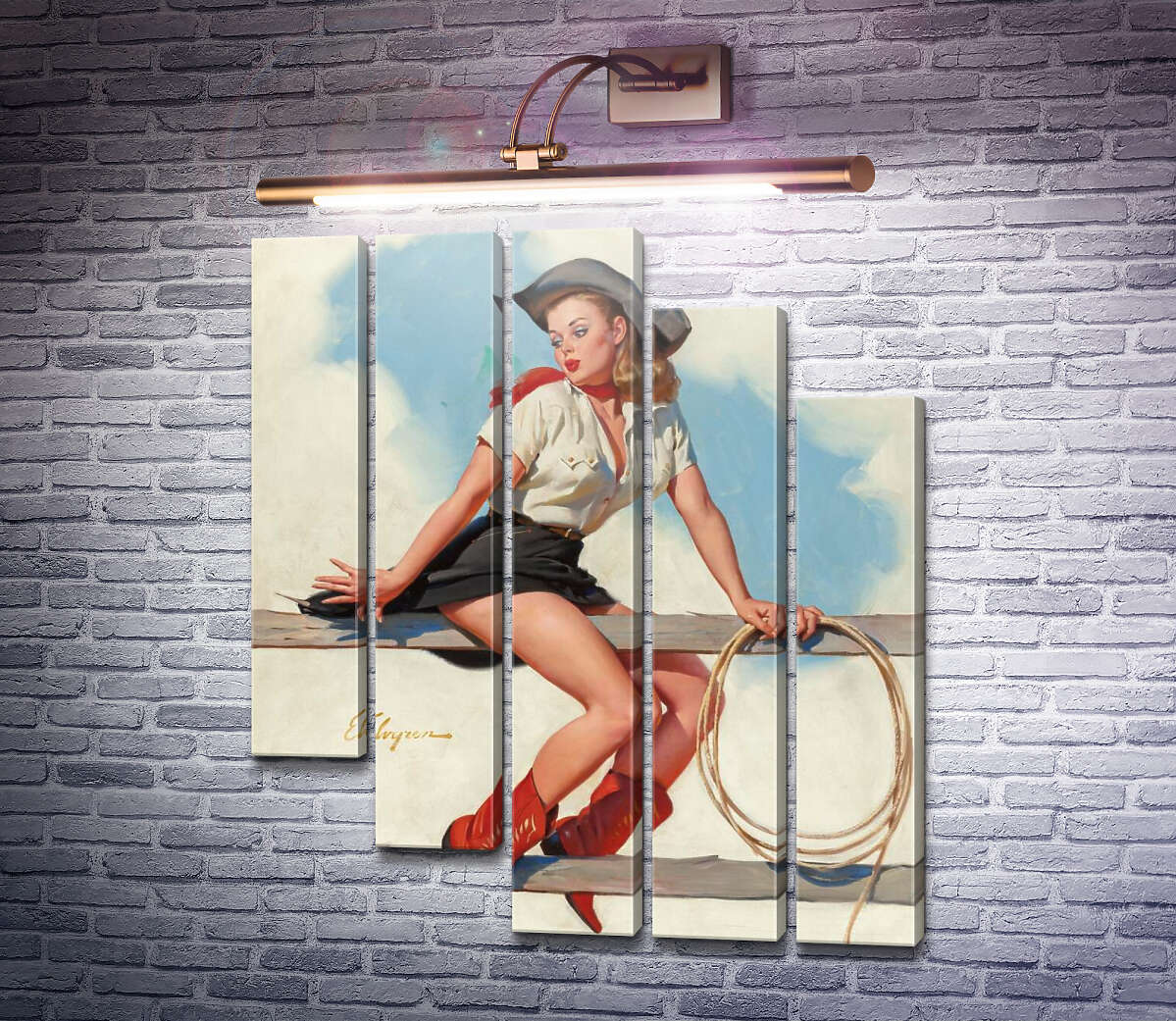 Модульна картина Жени, конячка! (Модуль №28) Джил Елвгрен (Gil Elvgren)