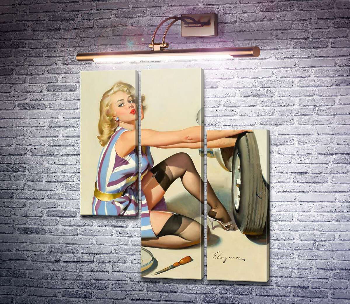 Модульна картина Швидка заміна (Модуль №13) Джил Елвгрен (Gil Elvgren)