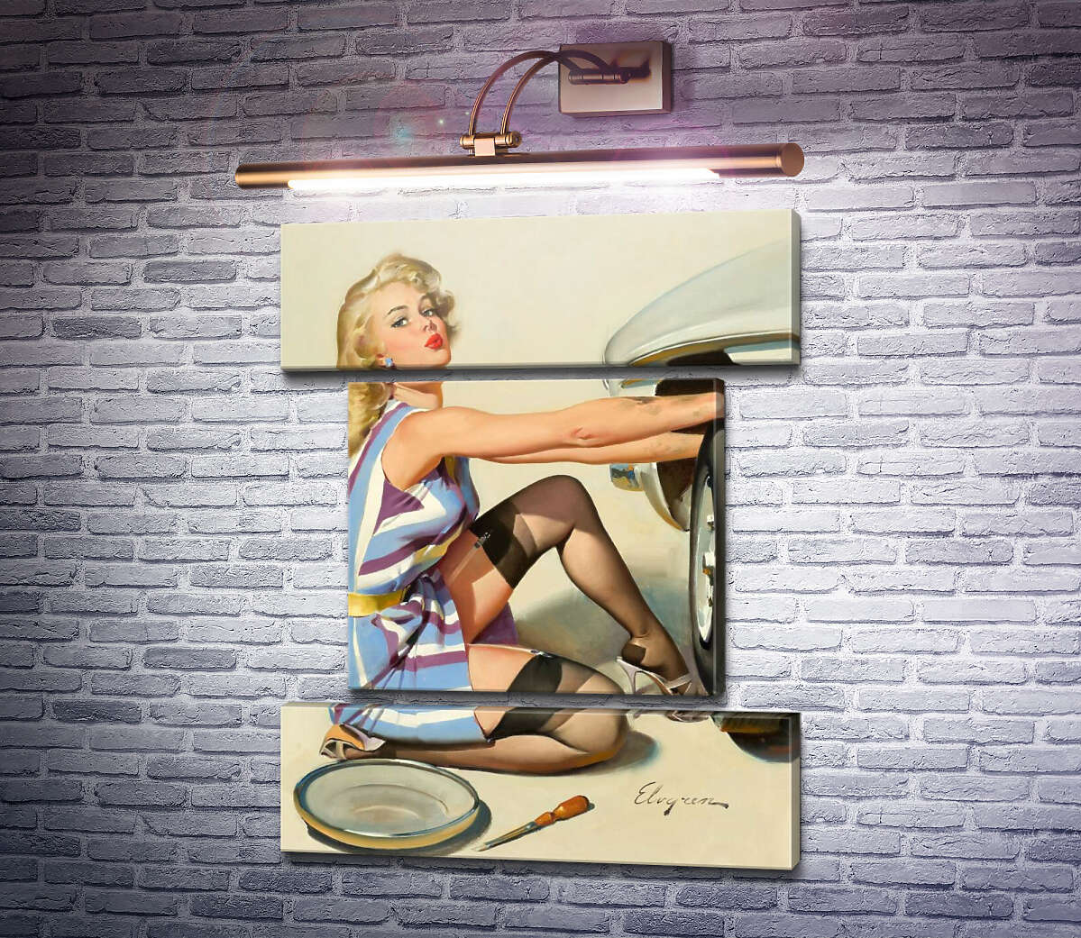 Модульна картина Швидка заміна (Модуль №18) Джил Елвгрен (Gil Elvgren)