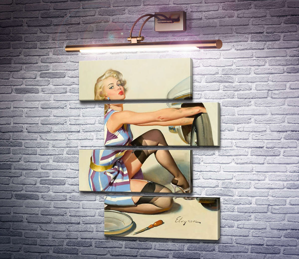 Модульная картина Быстрая замена (Модуль №23) Джил Элвгрен (Gil Elvgren)