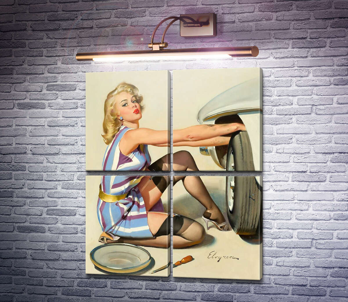 Модульна картина Швидка заміна (Модуль №25) Джил Елвгрен (Gil Elvgren)