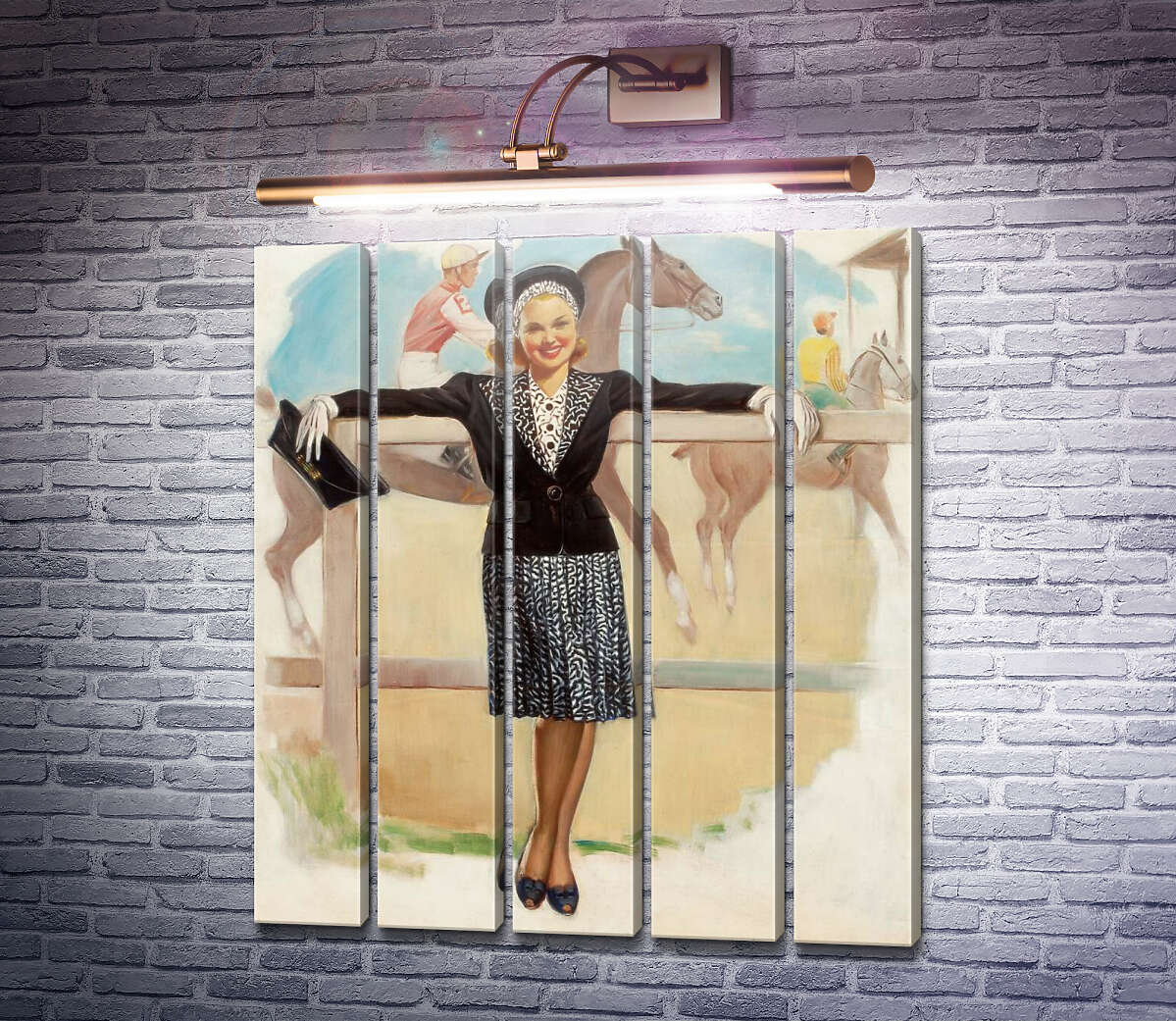 Модульна картина Дівчина на скачках (Модуль №26) Джил Елвгрен (Gil Elvgren)