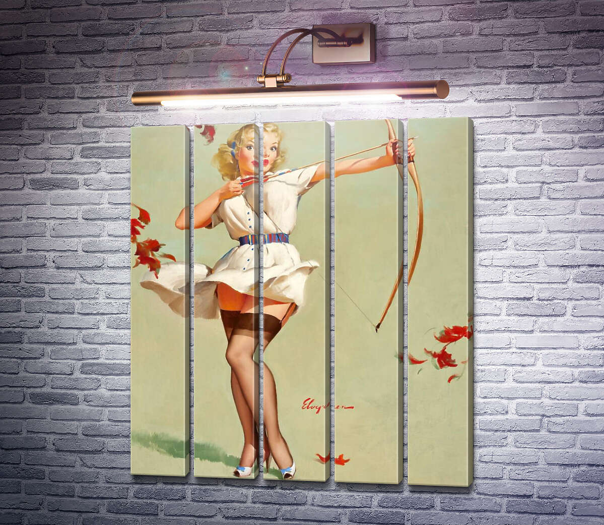 Модульная картина Прицел вверх (Модуль №26) Джил Элвгрен (Gil Elvgren)