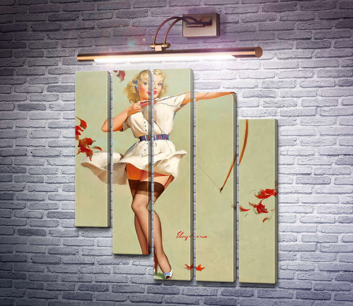 Модульная картина Прицел вверх (Модуль №28) Джил Элвгрен (Gil Elvgren)