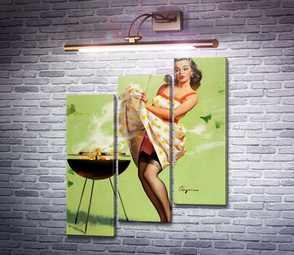 Модульна картина Димова завіса (Модуль №14) Джил Елвгрен (Gil Elvgren)