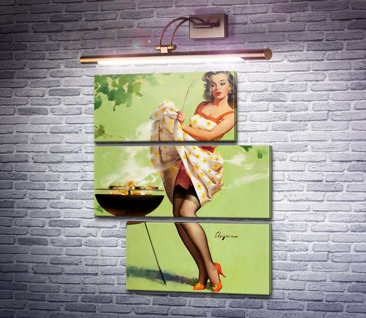Модульна картина Димова завіса (Модуль №16) Джил Елвгрен (Gil Elvgren)