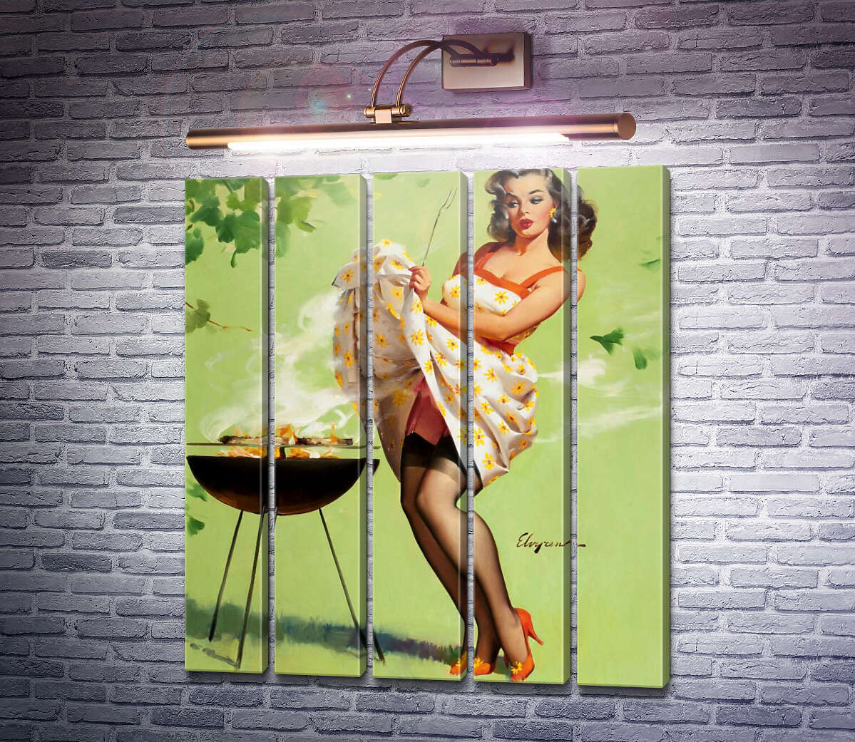 Модульная картина Дымовая завеса (Модуль №26) Джил Элвгрен (Gil Elvgren)