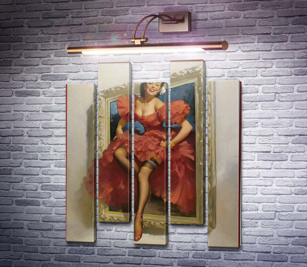 Модульна картина Поява з картини (Модуль №30) Джил Елвгрен (Gil Elvgren)