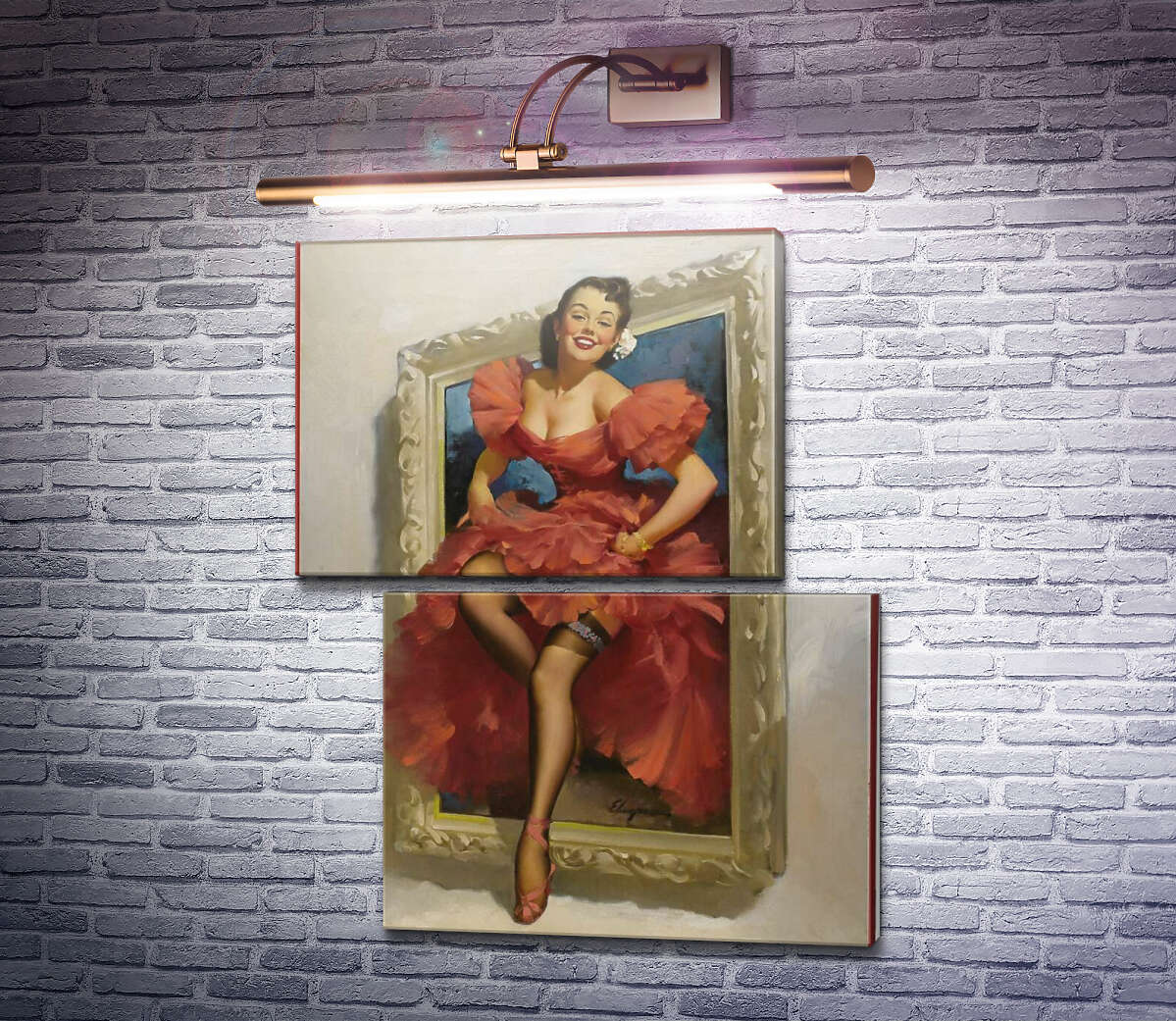 Модульна картина Поява з картини (Модуль №8) Джил Елвгрен (Gil Elvgren)