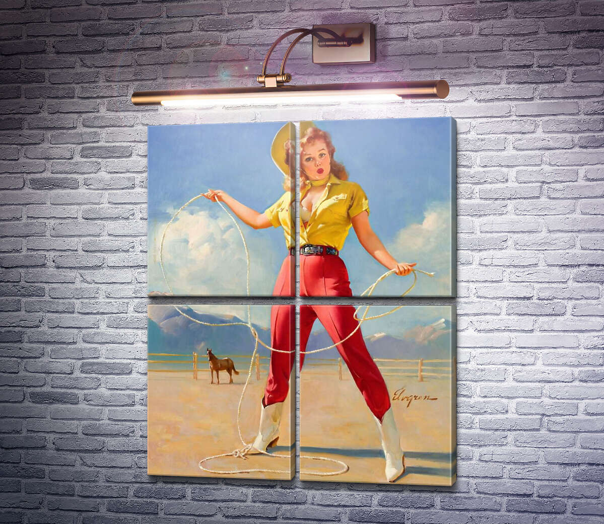 Модульна картина Відмінна форма (Модуль №25) Джил Елвгрен (Gil Elvgren) Модульна картина Відмінна форма (Модуль №25) Джил Елвгрен (Gil Elvgren)