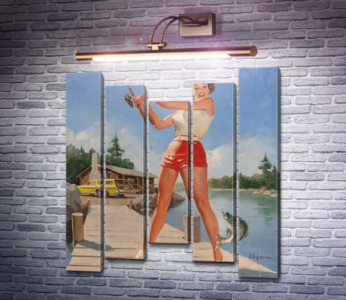 Модульная картина Хороший улов (Модуль №27) Джил Элвгрен (Gil Elvgren)