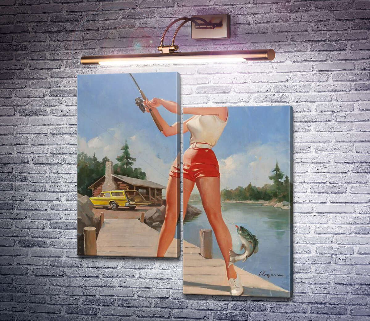 Модульная картина Хороший улов (Модуль №9) Джил Элвгрен (Gil Elvgren)