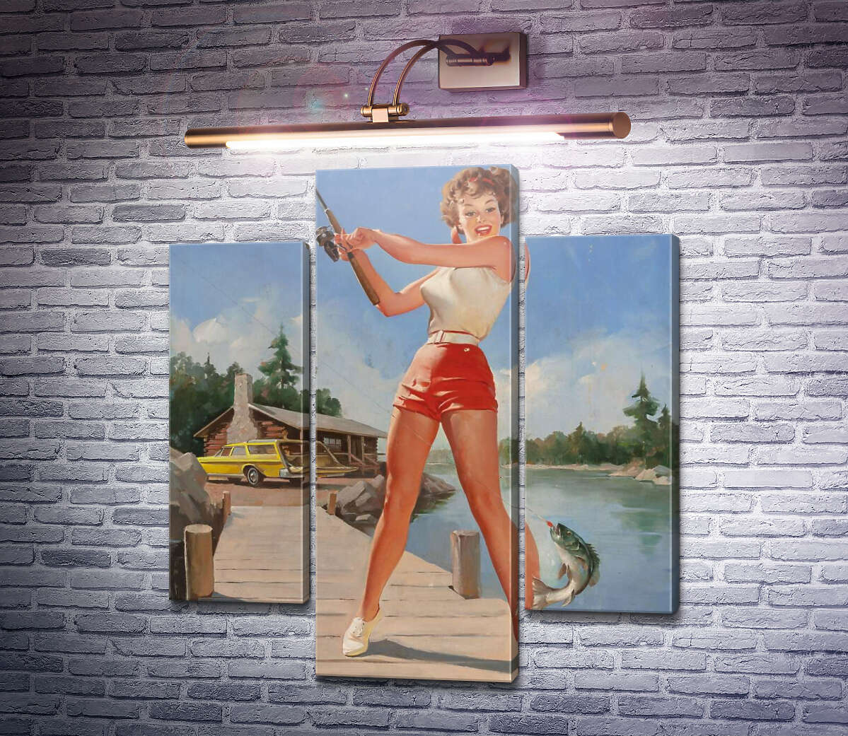 Модульная картина Хороший улов (Модуль №10) Джил Элвгрен (Gil Elvgren)