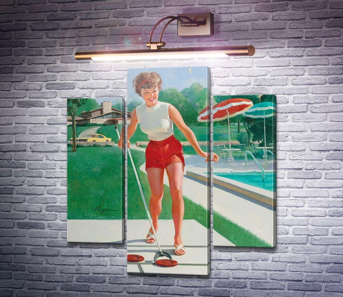 Модульная картина Игра в шаффлборд (Модуль №10) Джил Элвгрен (Gil Elvgren) Модульная картина Игра в шаффлборд (Модуль №10) Джил Элвгрен (Gil Elvgren)
