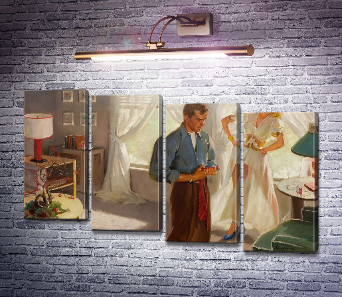 Модульна картина Тридоларова купюра (Модуль №19) Джил Елвгрен (Gil Elvgren)