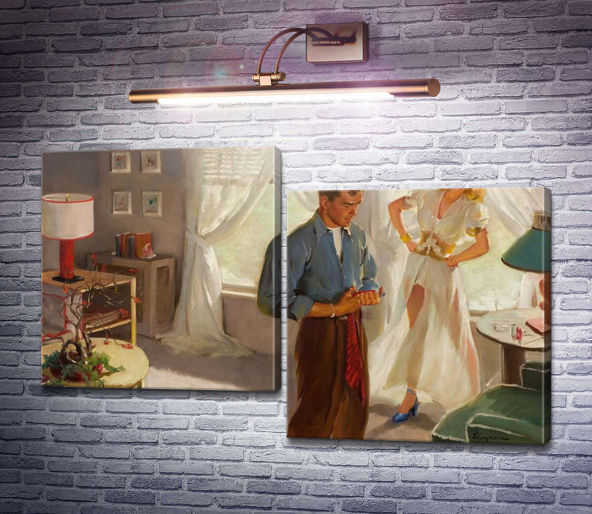 Модульна картина Тридоларова купюра (Модуль №9) Джил Елвгрен (Gil Elvgren)