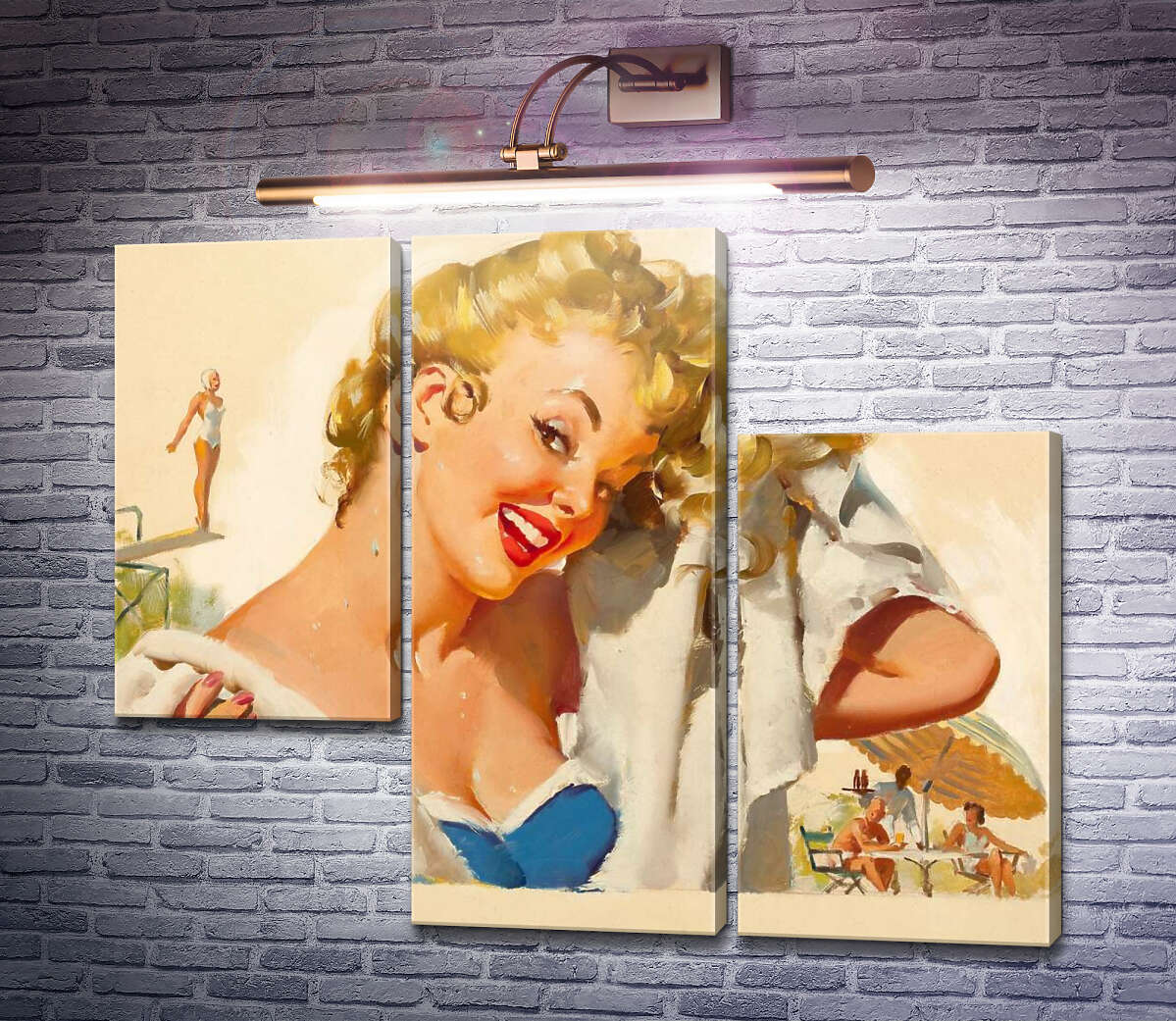 Модульна картина Розваги в басейні (Модуль №13) Джил Елвгрен (Gil Elvgren)