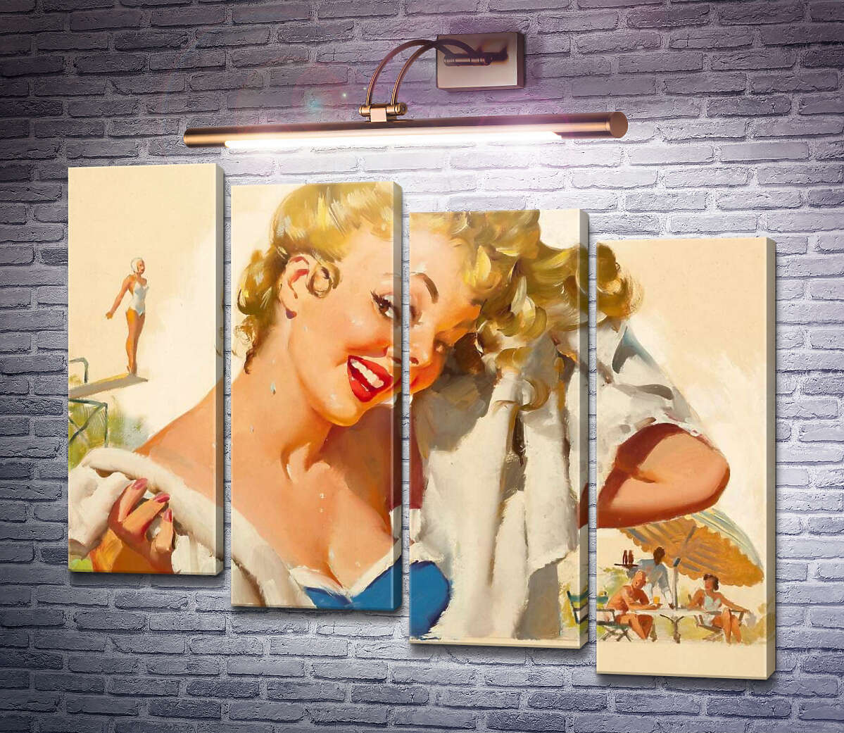 Модульна картина Розваги в басейні (Модуль №19) Джил Елвгрен (Gil Elvgren)