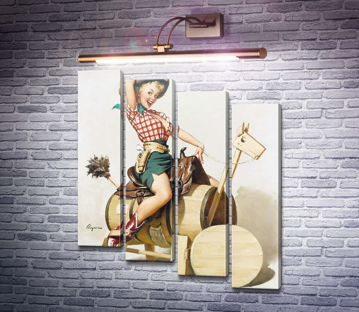 Модульна картина Мила вершниця (Лола) (Модуль №19) Джил Елвгрен (Gil Elvgren)