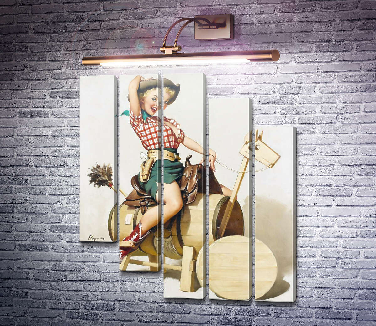 Модульна картина Мила вершниця (Лола) (Модуль №28) Джил Елвгрен (Gil Elvgren)