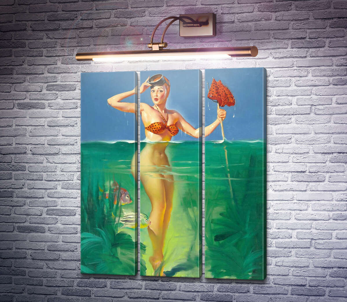 Модульна картина Несподіваний улов (Модуль №2) Джил Елвгрен (Gil Elvgren)