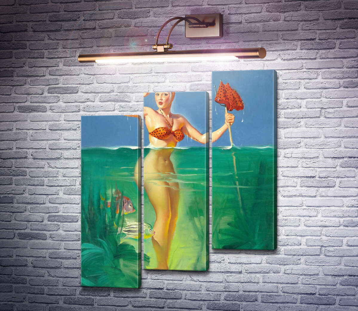 Модульна картина Несподіваний улов (Модуль №14) Джил Елвгрен (Gil Elvgren)