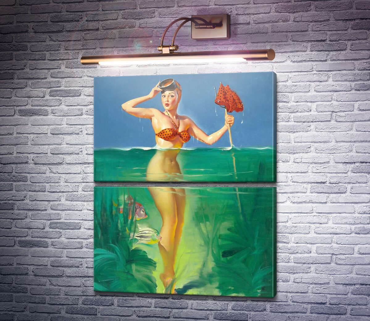 Модульна картина Несподіваний улов (Модуль №7) Джил Елвгрен (Gil Elvgren)