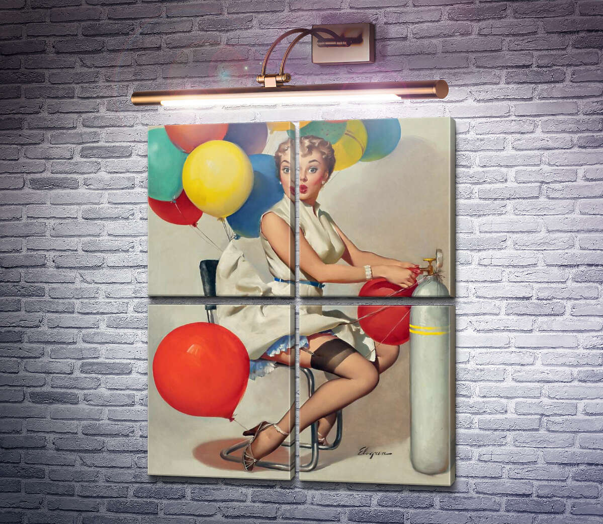 Модульная картина Взлет (Модуль №25) Джил Элвгрен (Gil Elvgren)