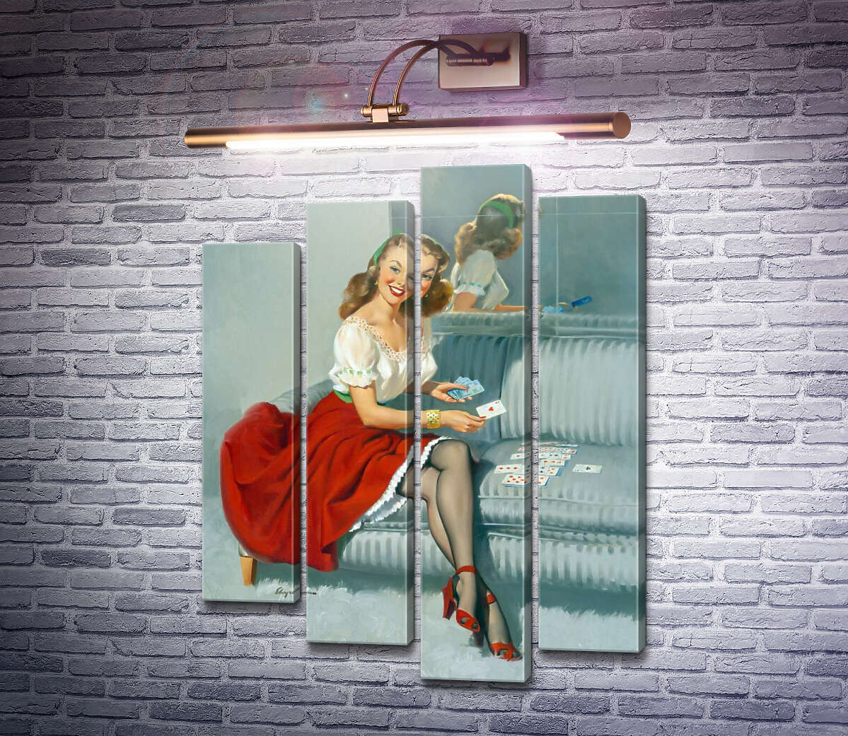 Модульная картина Туз червей (Модуль №3) Джил Элвгрен (Gil Elvgren)
